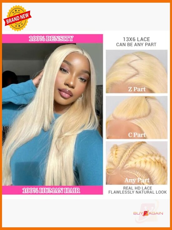 13x6 Lace Front Wig 180 Density Straight Human Hair 30 Inch Honey Blonde